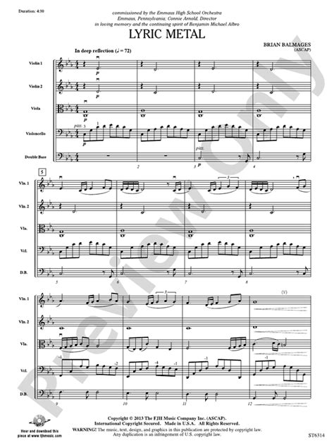 Lyric Metal: String Orchestra Conductor Score: Brian Balmages